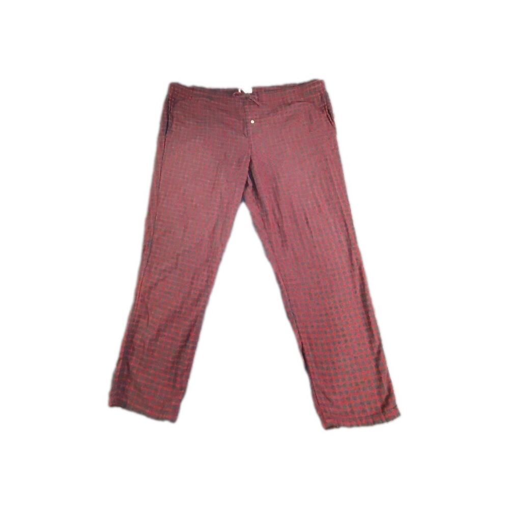 J.Crew Mens Pajama Pants Size XL Red Gray Cotton Fleece Drawstring Pockets Za1